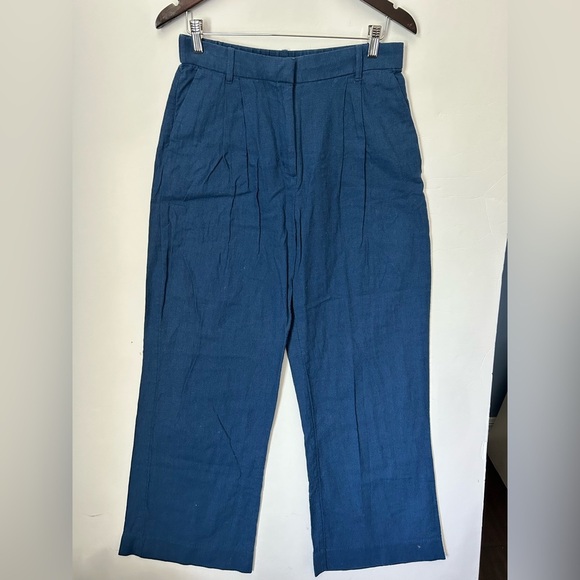 Abercrombie & Fitch Pants - Abercrombie & Fitch Blue Women’s loose wide leg linen blend trousers pants M